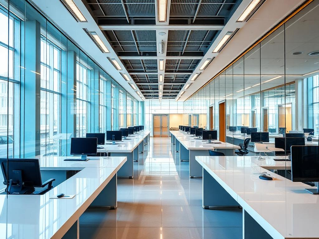 Immaculate open-plan commercial office after cleaning